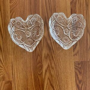 Heart crystals display dish set of two